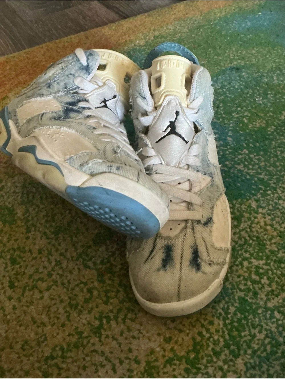 Jordan Kids White & Light Blue Basketball Sneakers